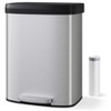 16 Gallon/60 Liter Stainless Steel  Step Trash Can with Lid,Garbage Can with Large Capacity Rectangle Recycling Waste Container, Black - 2 of 4