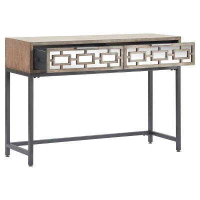 Hayworth 51'' Weathered Grey Mirrored Console Table with Drawers