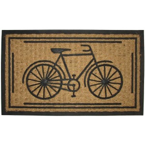 HomeRoots 18" X 30" Brown and Black Rubber And Coir Bicycle Outdoor Door Mat - 1 of 4