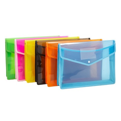 Okuna Outpost 6 Pack Letter Size Plastic File Envelope Folders, Office & School Supplies (6 Colors)