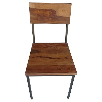 Set of 2 Sheesham Wood and Metal Chair - Timbergirl