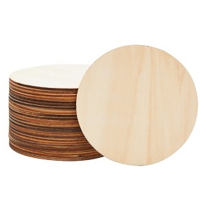 Juvale 24 Pack Unfinished Wood Circles for Crafts, 4 Inch Round Wooden Cutouts for DIY Coaster Projects - 1 of 4