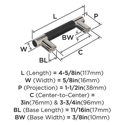 Polished Nickel and Black Bronze Cabinet Pull with Mounting Hardware