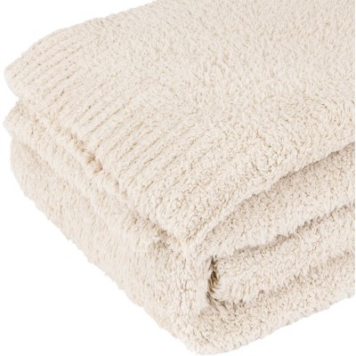 Cream Twin Reversible Fleece Knit Throw Blanket