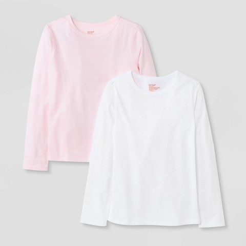 Детские футболки Cat & Jack 2pk Adaptive Long Sleeve Solid, цвет: Белый