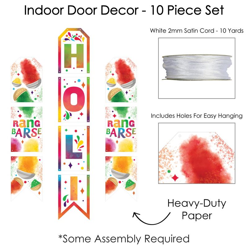 Big Dot of Happiness Holi Hai - Hanging Vertical Paper Door Banners - Festival of Colors Party Wall Decoration Kit - Indoor Door Decor, 5 of 8