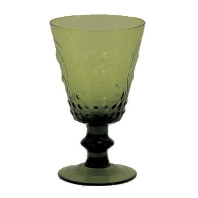 True Brands Lime Embossed 8 Ounce Glass Goblet