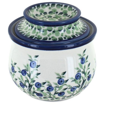 Kook Butter Keeper Dish, Ceramic Crock With Lid, For Soft Butter