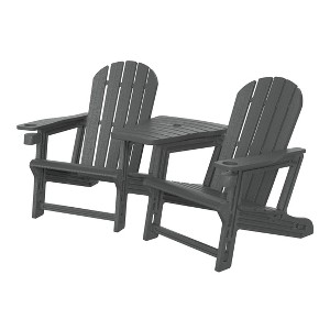 WestinTrends Azura Outdoor HDPE Adirondack Chairs With Connecting Table Tray (Set of 2), Navy Blue - 1 of 4