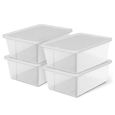 Homz Plastic Multipurpose Stackable Storage Container Bins with Secure Latching Lid for Home and Office Organization