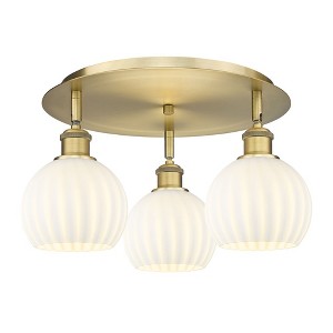 Innovations Lighting White Venetian 3 - Light Flush Mount in  Brushed Brass - 1 of 1