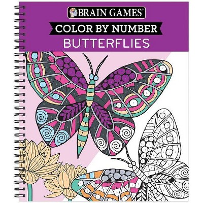 Brain Games - Color by Number: Butterflies - by  New Seasons & Publications International Ltd (Spiral Bound)