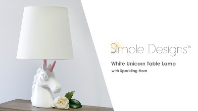 Sparkling Pink and White Unicorn Table Lamp for Kids