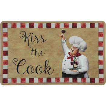 J&V TEXTILES 18" X 30" Cushioned Kitchen Floor Standing Mat (Kiss the Cook)