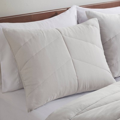 Gray Twin Microfiber Reversible Chevron Comforter Set