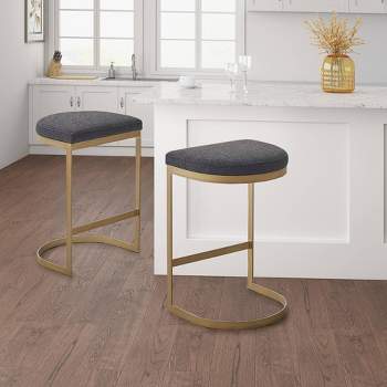 Eugene Counter Height Barstool Charcoal/Antique Gold - Madison Park