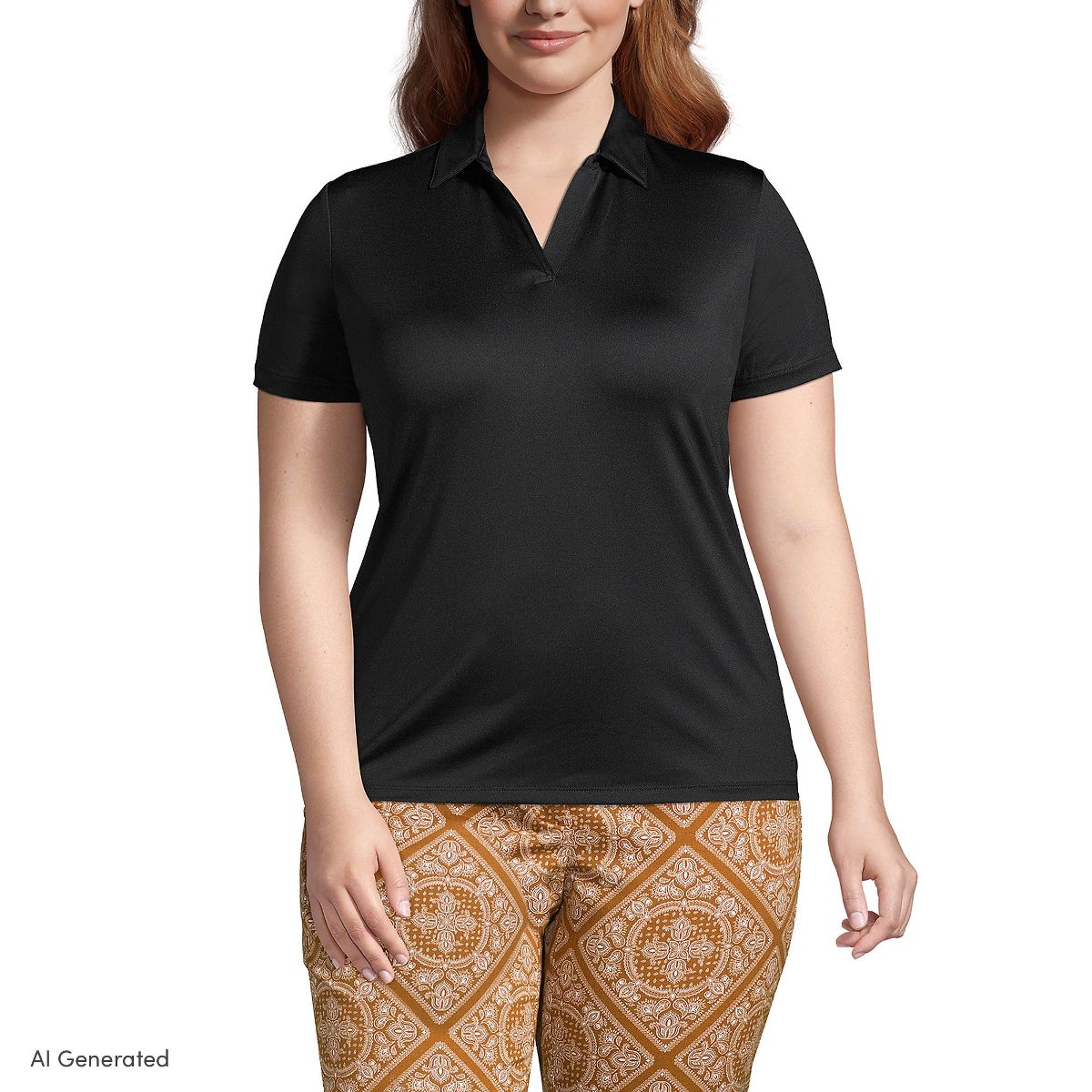Lands' End Women's Rapid Dry Performance Sport Neck Short Sleeve Polo Shirt