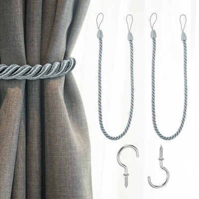 Unique Bargains Handmade Woven Braided Metal Screw Hooks Curtain Tiebacks