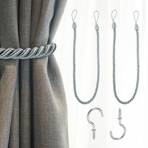 Unique Bargains Handmade Woven Braided Metal Screw Hooks Curtain Tiebacks - 1 of 4