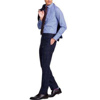 Tallia Mens Slim Fit Stretch Plaid Dress Pants Slacks