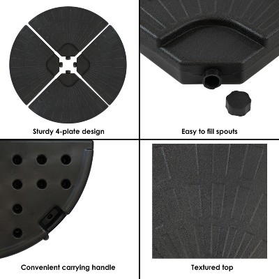 Heavy-Duty Black Plastic Cantilever Umbrella Base Weights Set