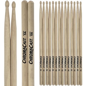 ChromaCast 5A USA Made Hickory Drumsticks Pair - Wood Tipped - Drum Sticks Tour Tested by Pro Drummers - Real American Hickory Wood - 1 of 4