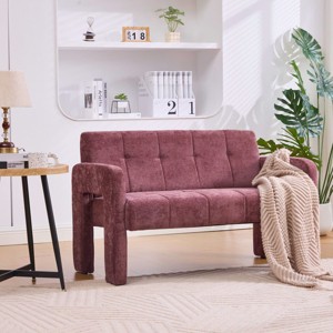 Nordic Modern Chenille Upholstered Accent Chair, 2-Seater Sofa with Plush Cushion, Armrests Chair for Living Room or Bedroom-Koiai - 1 of 4