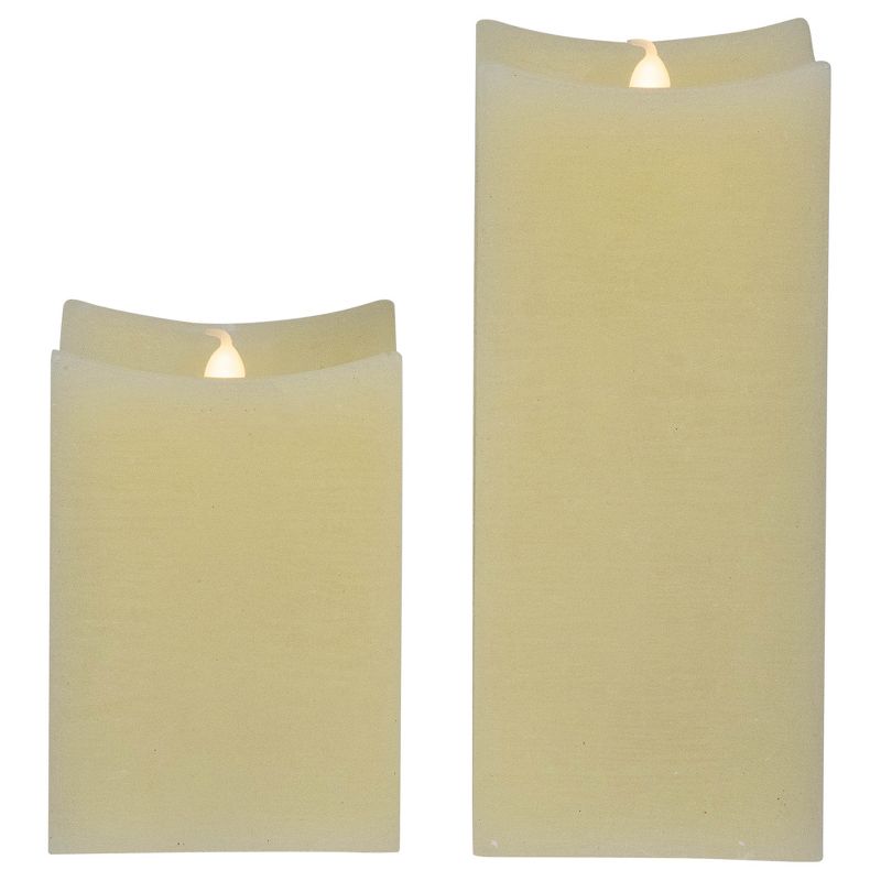 Northlight Set of 2 Cream Rectangular LED Flickering Flameless Wax Candles 8", 1 of 7
