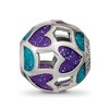 Black Bow Jewelry Sterling Silver Purple & Blue Heart Glitter Enameled Bead Charm - 4 of 4