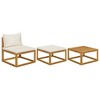 vidaXL Patio Lounge Set Outdoor Sectional Sofa with Cushions Solid Acacia Wood - Cream Middle Sofa + Footrest + Table - 2 of 3