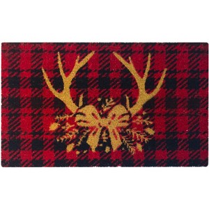 Kate Aurora Christmas Reindeer Bristled Outdoor Welcome Mat - 18"x30" - 1 of 3