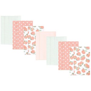 Hudson Baby Infant Girl Flannel Burp Cloth 7pk, Sweet Peach, One Size - 1 of 4