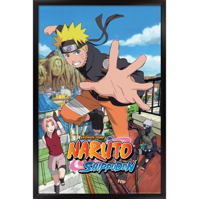 Trends International Naruto Shippuden - Jump Framed Wall Poster Prints Black Framed Version 14.725" x 22.375"