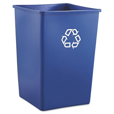 Rubbermaid Commercial Square Recycling Container, 35 gal, Plastic, Blue
