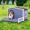 Gulches Large Wooden Dog House with Terrace and Waterproof Roof for Small to Medium Dogs - 2 of 4