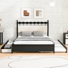 Queen Size Wooden Storage Platform Bed with 2 Big Drawers and Twin Size Trundle 4L - ModernLuxe - 2 of 4