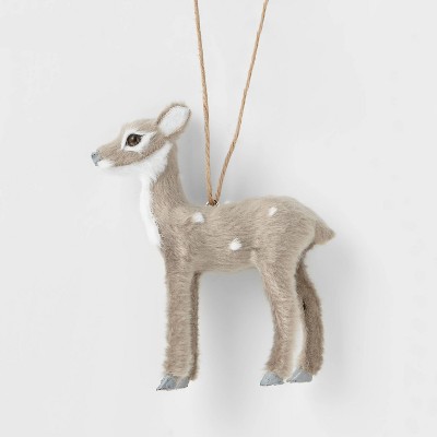 Faux Fur Deer Christmas Tree Ornament Gray with Spots - Wondershop™