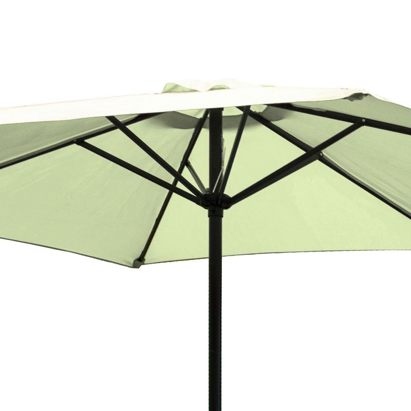 Four Seasons Courtyard 9 Foot Patio Market Umbrella Round Polyester Fabric Outdoor Backyard Shaded Canopy with Crank Life and Auto Tilt, Seafoam Grean, 5 of 7