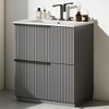 30" Bathroom Vanity with Ceramic Sink Basin, Fluted Design, Full-Extension Soft-Close Drawers, Moisture-Proof Structure - 2 of 4