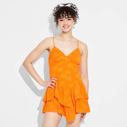 Orange skater dress discount