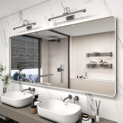 KIOTEE Rectangular Aluminum Alloy Framed and Tempered Glass Wall Bathroom Vanity Mirror in Matte Black