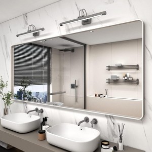 KIOTEE Rectangular Aluminum Alloy Framed and Tempered Glass Wall Bathroom Vanity Mirror in Matte Black - 1 of 4