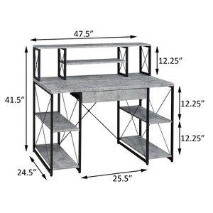 Vynxaria Grey & Black Office Desk Open Shelves Modern Two-Tone Design for Productive Workspaces - 1 of 4