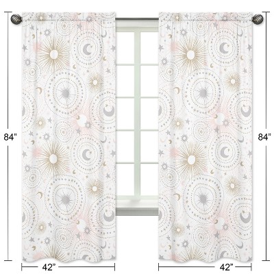 Celestial Gray and Gold Sheer Rod Pocket Kids Window Panels