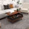 Lift Top Coffee Table 39.25" with Hidden Storage Compartments and Wood Legs, Farmhouse Style Living Room Table - 2 of 4