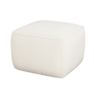 Vynxaria Modern Corduroy Square Ottoman with Dense Foam Padding and Pocket Coil Springs,White - 1 of 4