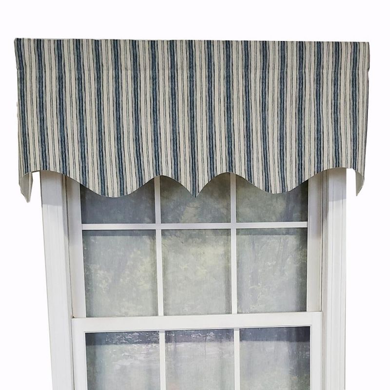 RLF Home Luxurious Modern Design Classic Brunswick Stripe Regal Style Window Valance 50" x 17", 1 of 5