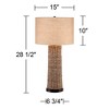 360 Lighting Coastal Table Lamp 28.5" Tall Woven Seagrass Burlap Drum Shade for Living Room Family Bedroom Bedside Nightstand Office - 4 of 4