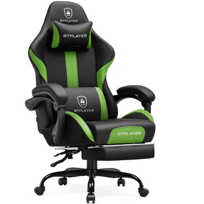 GTPLAYER Swivel Dorm Gaming Chair, Ergonomic Computer Chair with Footrest, Lumbar Support, PU Leather