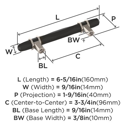 Modern Black Bronze and Polished Nickel Bar Pull with Mounting Hardware